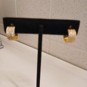 Diamonique Rows of Sparkle Pave Huggie Hoop Earrings